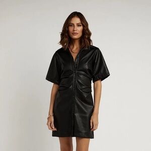 Dish Milan Black Faux Leather Mini Dress